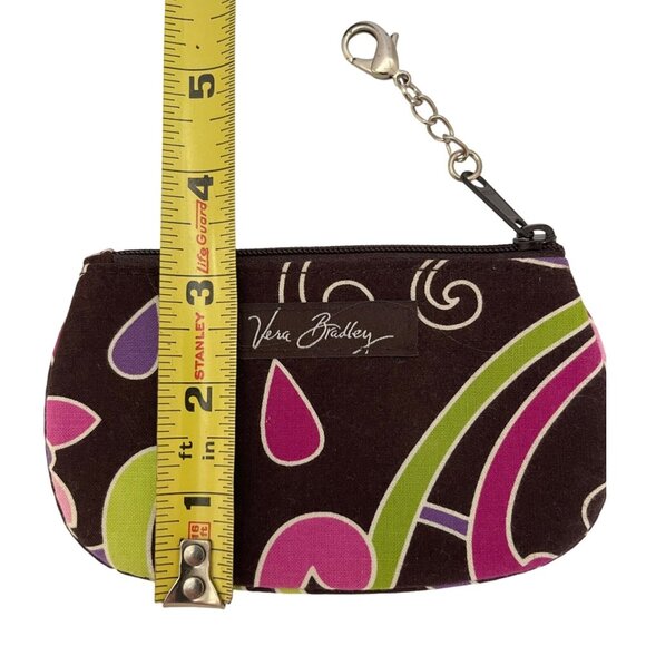Coin Purse Vera Bradley Zipper ID Case Wallet Document Holder Floral Brown Pink - Picture 4 of 6